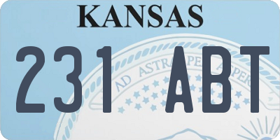 KS license plate 231ABT