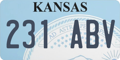 KS license plate 231ABV