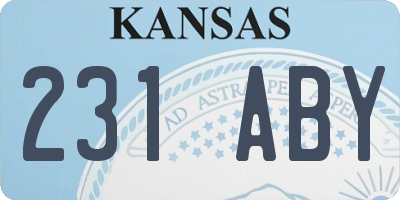 KS license plate 231ABY