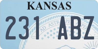 KS license plate 231ABZ