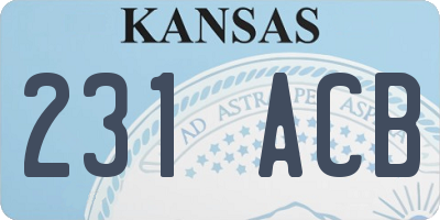 KS license plate 231ACB