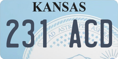 KS license plate 231ACD