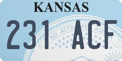 KS license plate 231ACF