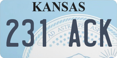 KS license plate 231ACK