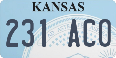 KS license plate 231ACO
