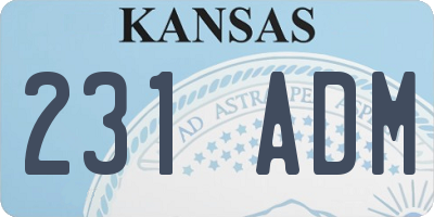 KS license plate 231ADM
