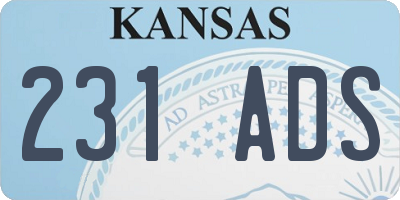 KS license plate 231ADS