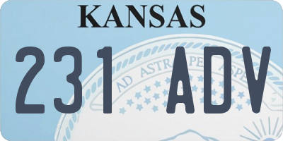 KS license plate 231ADV