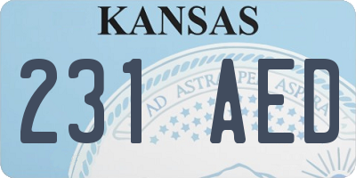 KS license plate 231AED