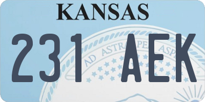 KS license plate 231AEK