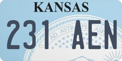 KS license plate 231AEN