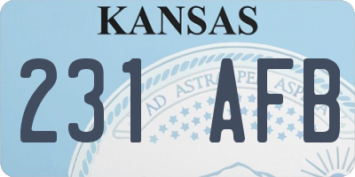 KS license plate 231AFB