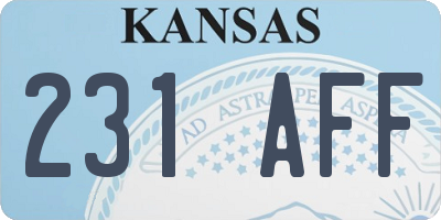 KS license plate 231AFF