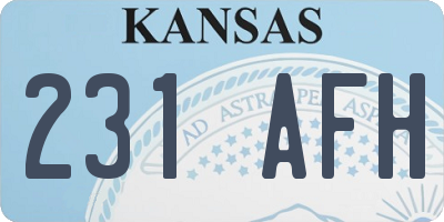 KS license plate 231AFH