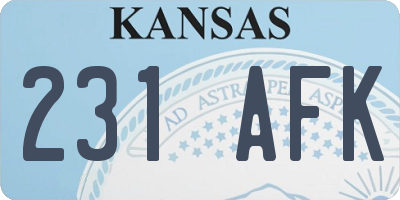 KS license plate 231AFK
