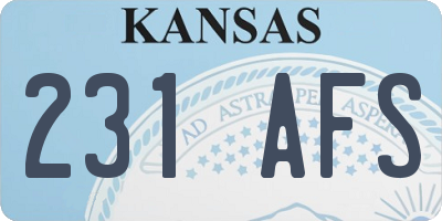 KS license plate 231AFS