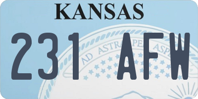 KS license plate 231AFW