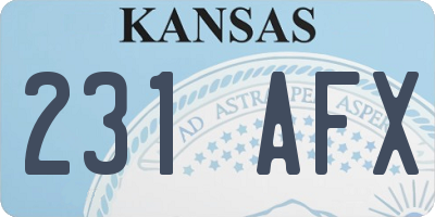 KS license plate 231AFX