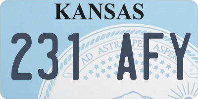 KS license plate 231AFY