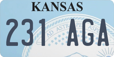 KS license plate 231AGA
