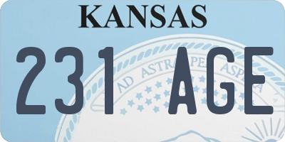 KS license plate 231AGE