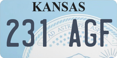 KS license plate 231AGF