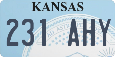 KS license plate 231AHY
