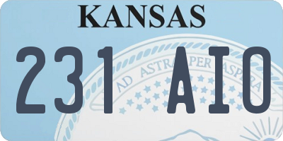 KS license plate 231AIO