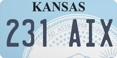 KS license plate 231AIX