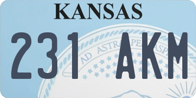 KS license plate 231AKM
