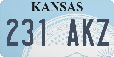 KS license plate 231AKZ