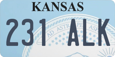 KS license plate 231ALK