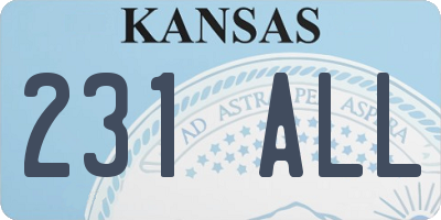 KS license plate 231ALL