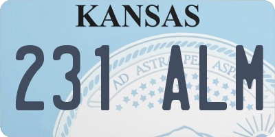 KS license plate 231ALM