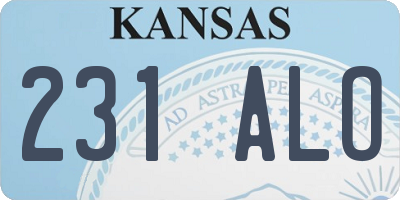 KS license plate 231ALO