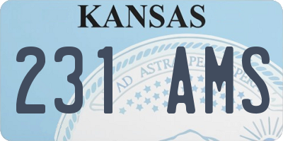 KS license plate 231AMS