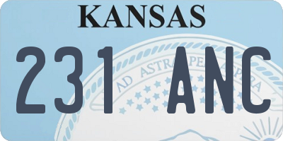 KS license plate 231ANC
