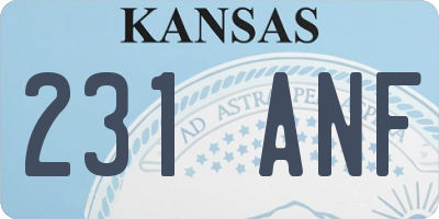 KS license plate 231ANF