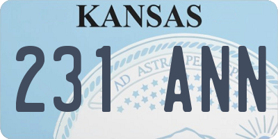 KS license plate 231ANN