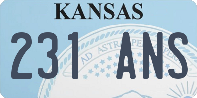 KS license plate 231ANS