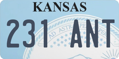 KS license plate 231ANT