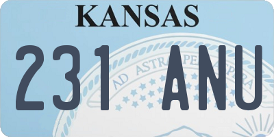 KS license plate 231ANU