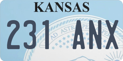 KS license plate 231ANX