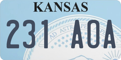 KS license plate 231AOA
