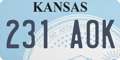 KS license plate 231AOK
