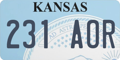 KS license plate 231AOR