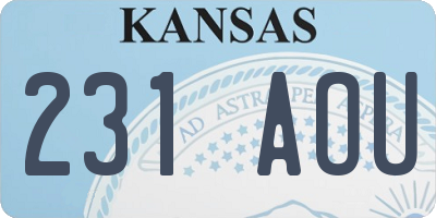 KS license plate 231AOU