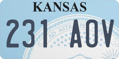 KS license plate 231AOV