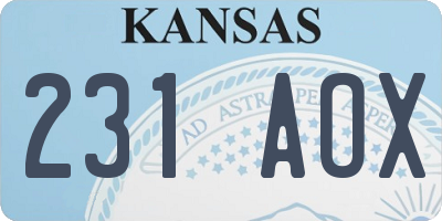 KS license plate 231AOX