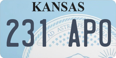 KS license plate 231APO